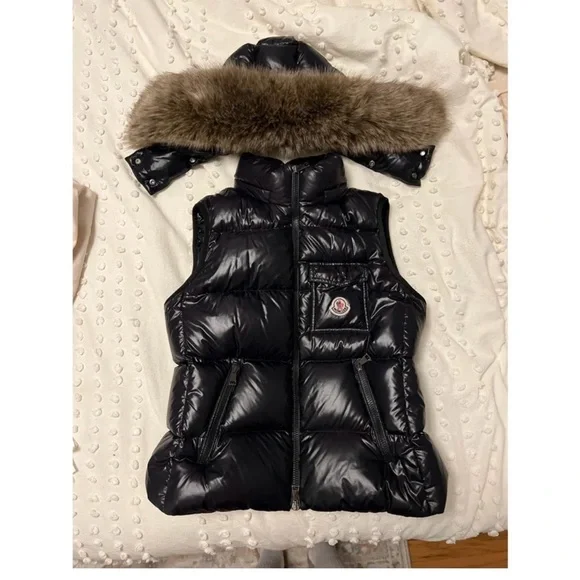 Moncler Black Puffer Jacket with Comic Detail